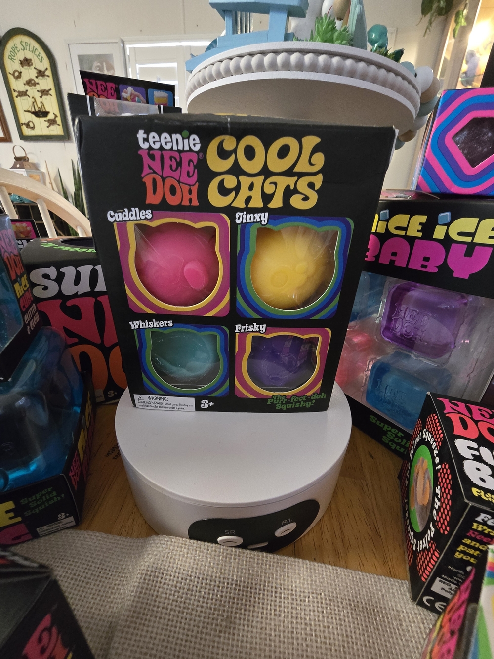 SchyllingTeenie NeeDoh Cool Cats Squishy Toy 4-Pack - Pink, Yellow, Teal, Purple